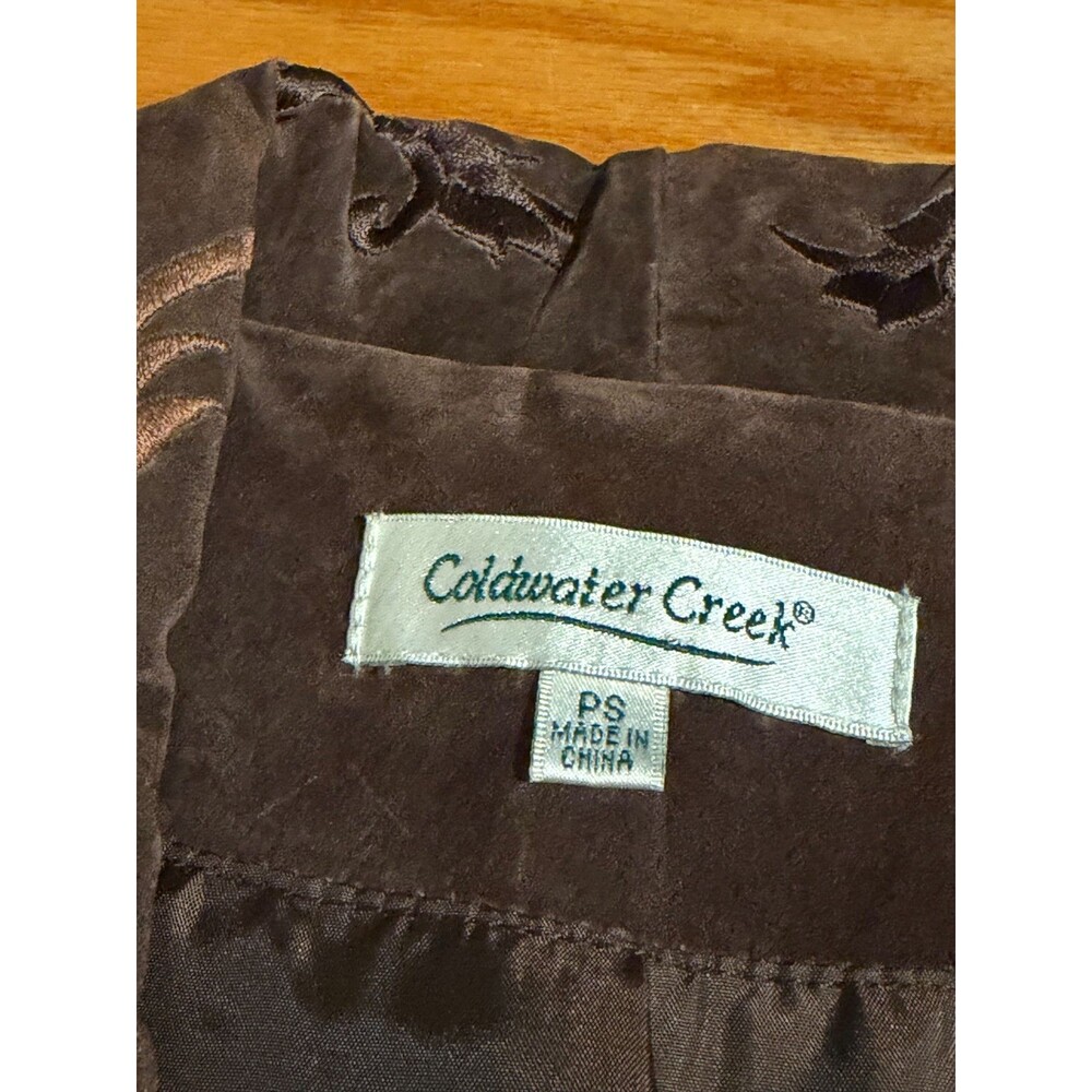 Coldwater Creek Womens Petite Small Brown Suede Embroidered Beaded Jacket PS - Picture 13 of 14